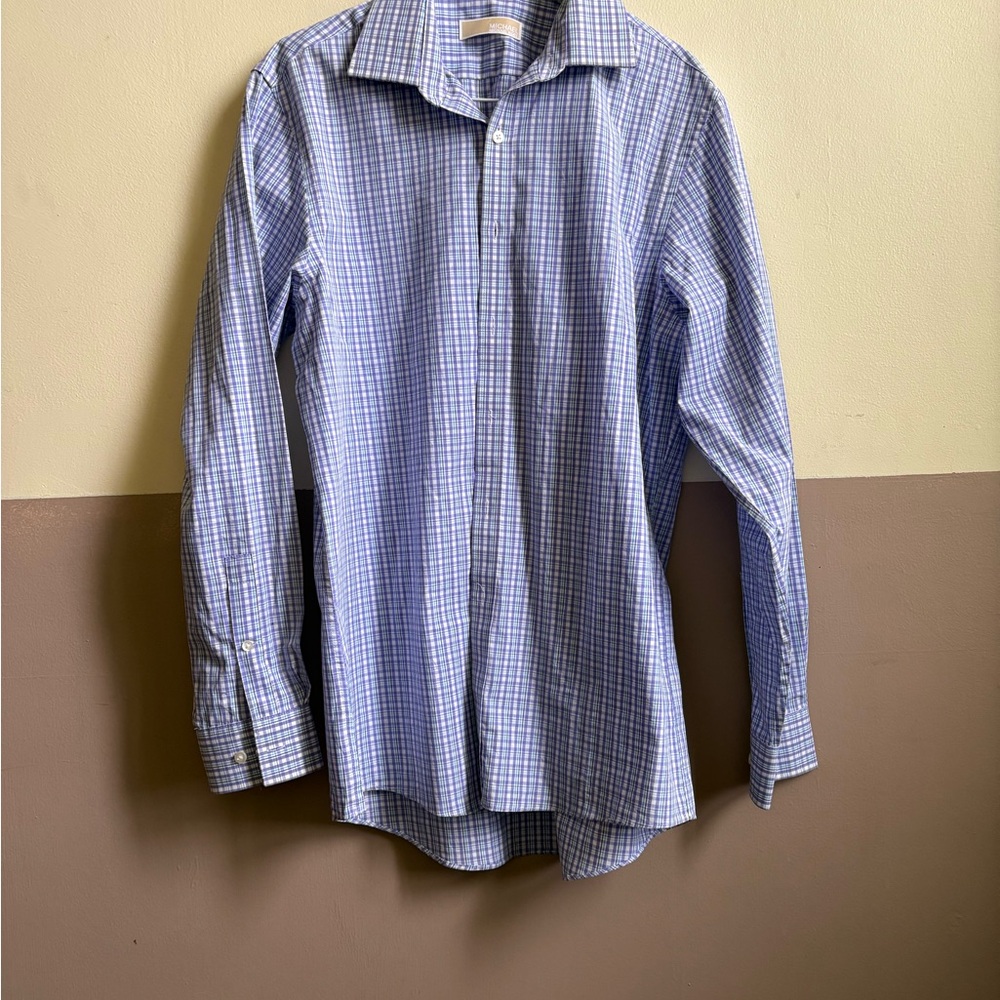 Michael Kors Light Purple Checked Dress Shirt